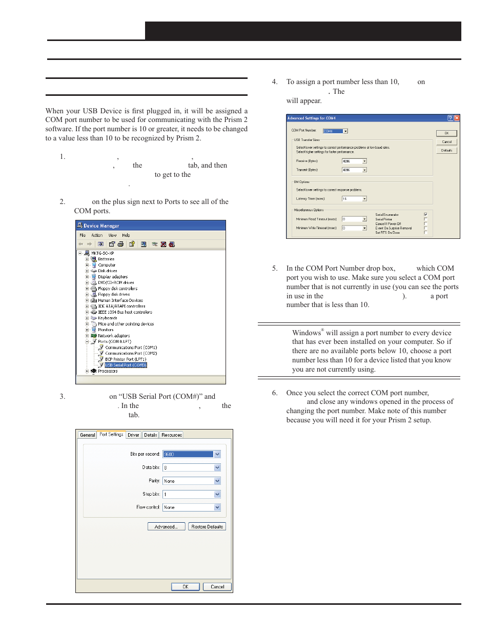 Appendix b, Changing the com port number, Gpc-xp controller technical guide | Changing the usb com port number | Orion System GPC-XP Controller User Manual | Page 53 / 60