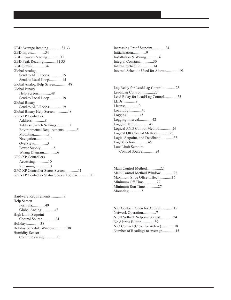Index | Orion System GPC-XP Controller User Manual | Page 56 / 60
