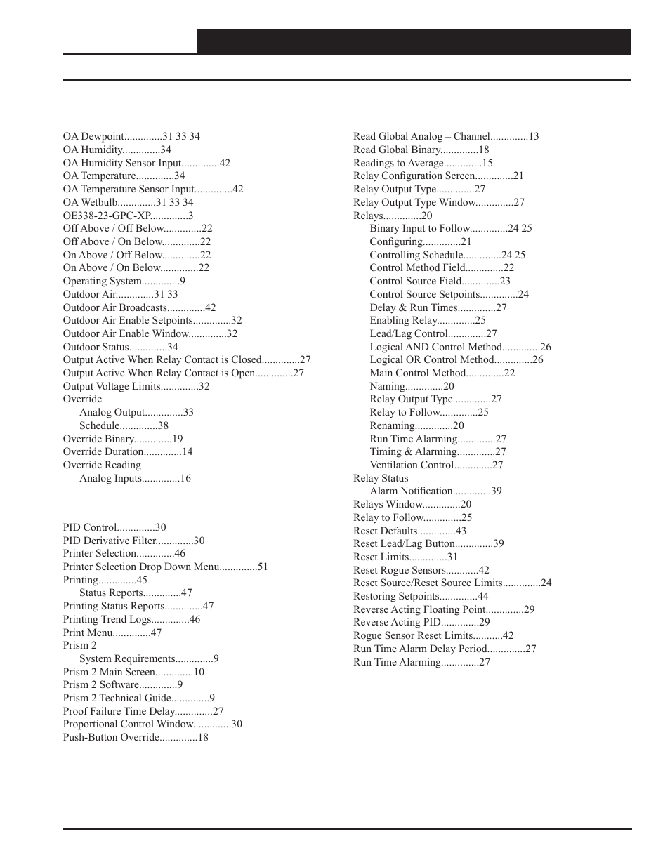 Index | Orion System GPC-XP Controller User Manual | Page 57 / 60