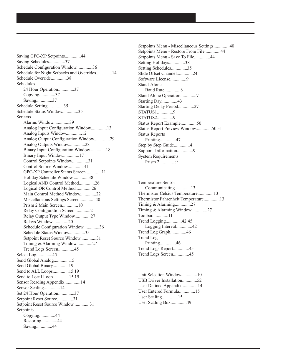 Index | Orion System GPC-XP Controller User Manual | Page 58 / 60