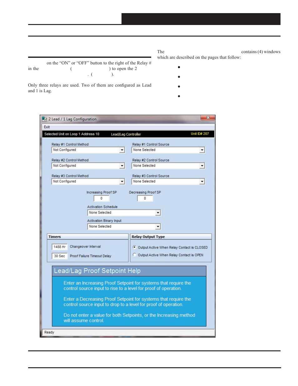 Lead/lag relay confi guration window | Orion System Lead Controller User Manual | Page 21 / 56