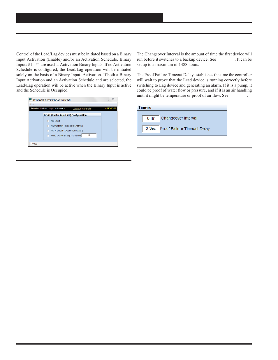 Binary input activation and timers | Orion System Lead Controller User Manual | Page 24 / 56