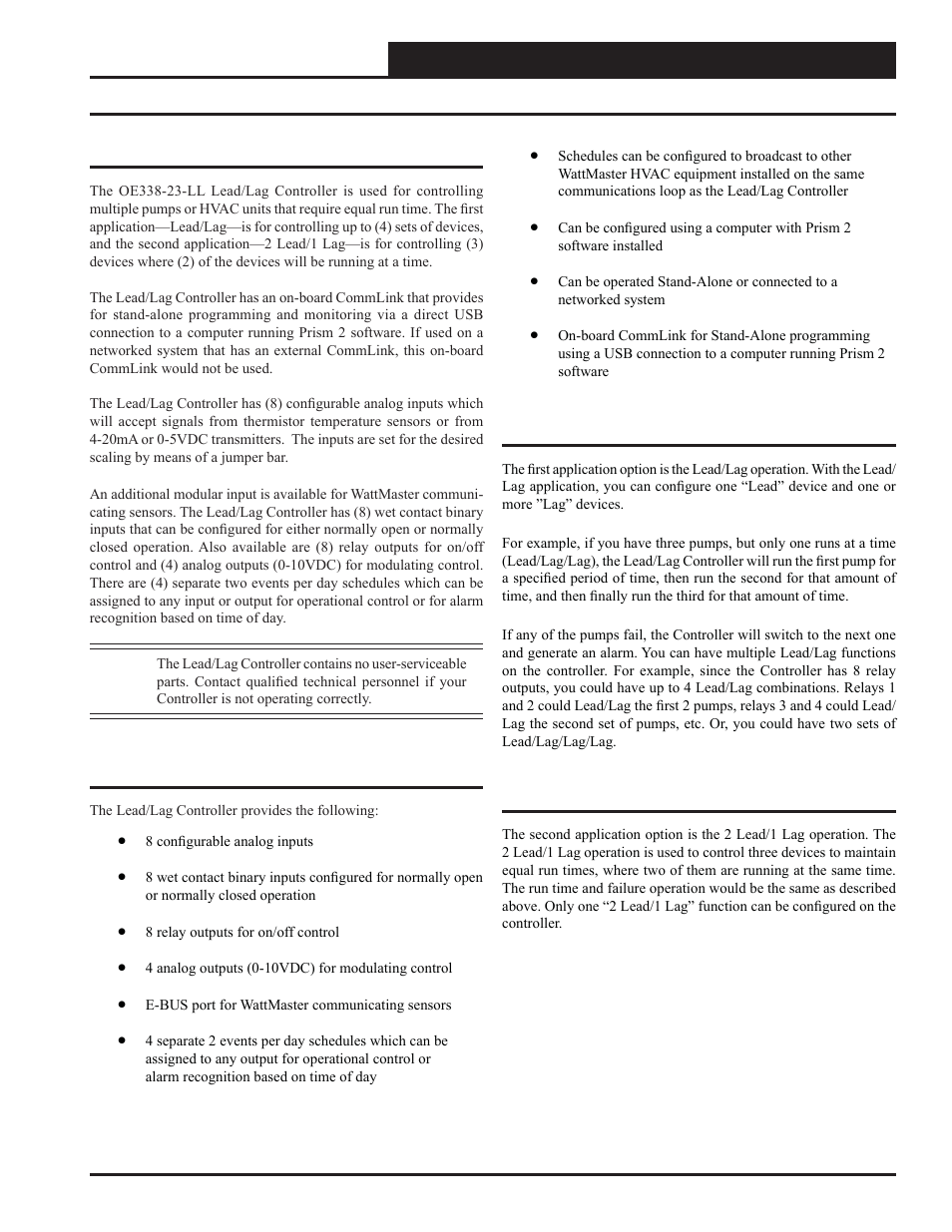 Overview, Lead/lag controller overview | Orion System Lead Controller User Manual | Page 3 / 56