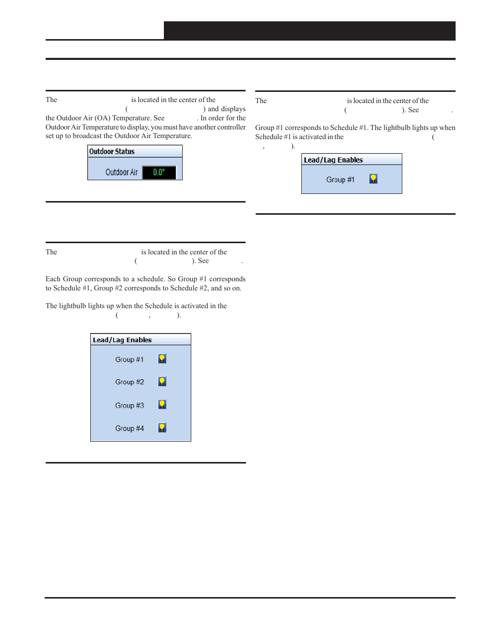 Outdoor status and lead/lag enables windows | Orion System Lead Controller User Manual | Page 31 / 56