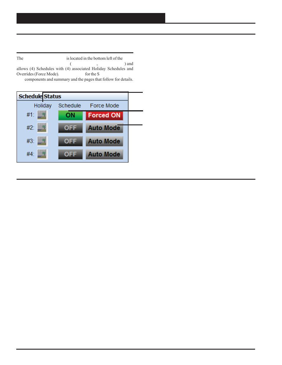 Schedules window components and navigation | Orion System Lead Controller User Manual | Page 32 / 56