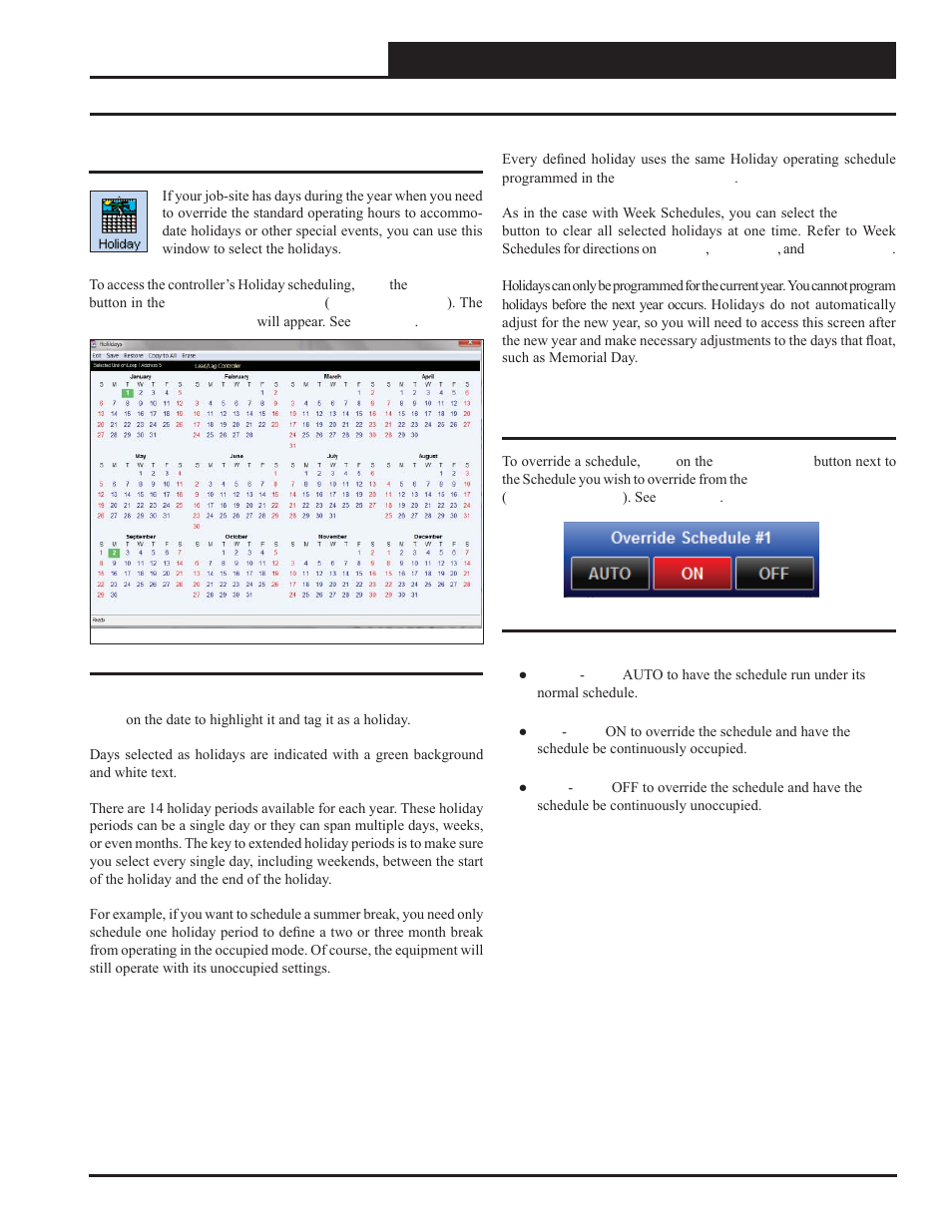 Setting holidays and schedule override, Lead/lag controller technical guide | Orion System Lead Controller User Manual | Page 35 / 56