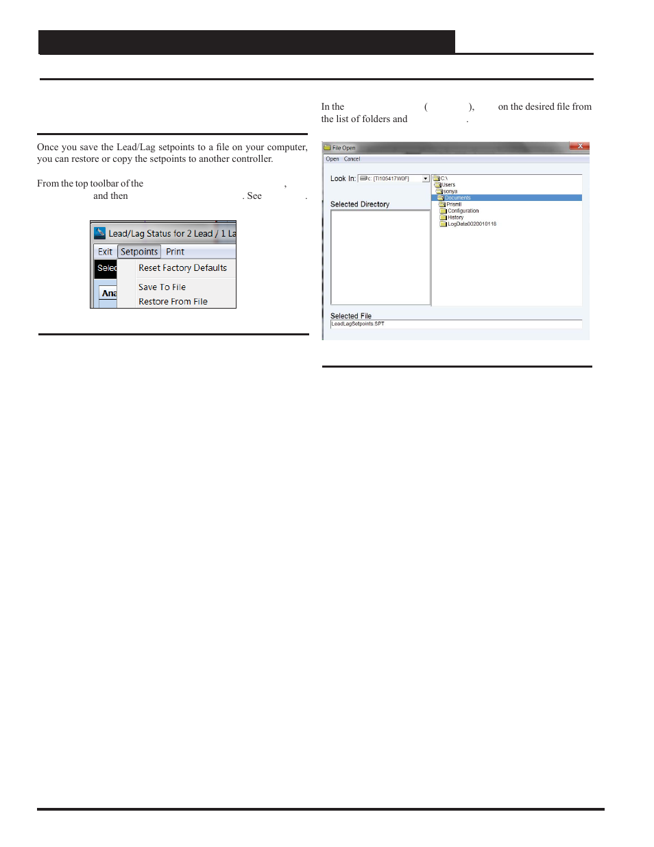 Restore from file | Orion System Lead Controller User Manual | Page 38 / 56