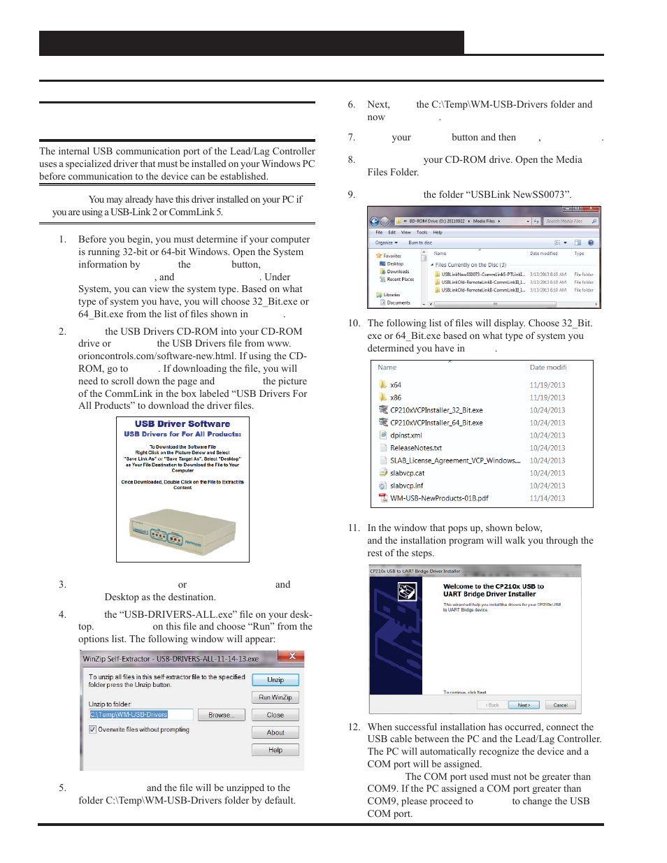 Appendix b - usb driver installation, Usb driver installation | Orion System Lead Controller User Manual | Page 48 / 56