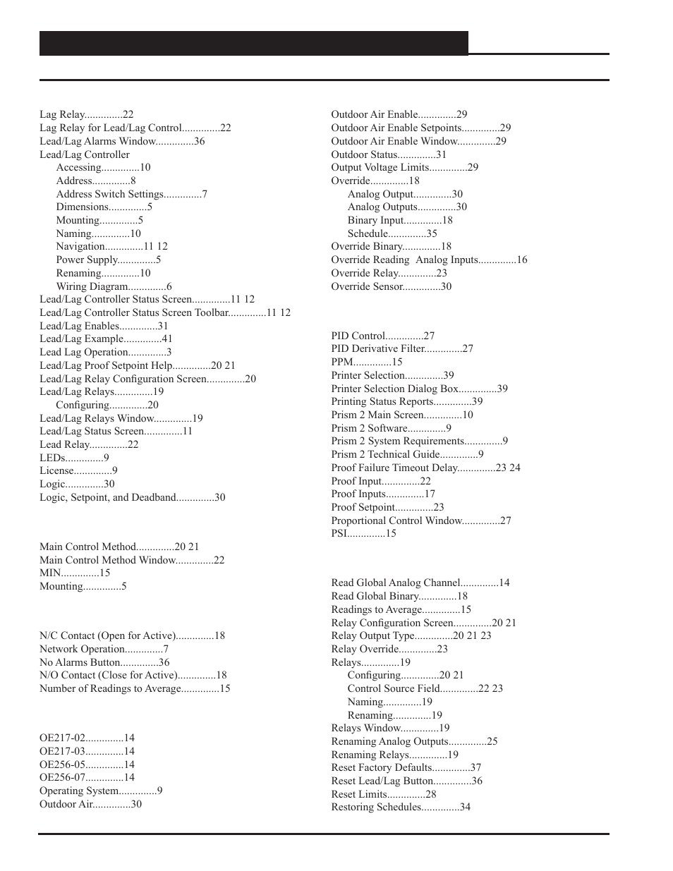 Index | Orion System Lead Controller User Manual | Page 52 / 56