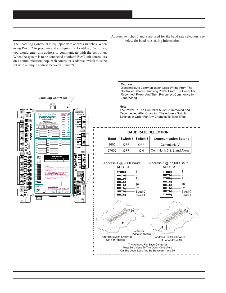 Addressing and baud rate settings | Orion System Lead Controller User Manual | Page 8 / 56