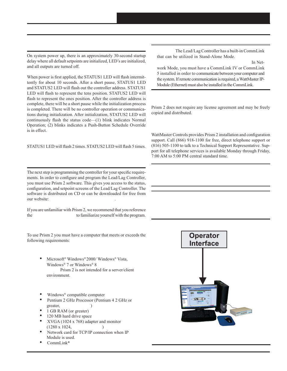 Operator interface, Initialization and prism 2 software | Orion System Lead Controller User Manual | Page 9 / 56