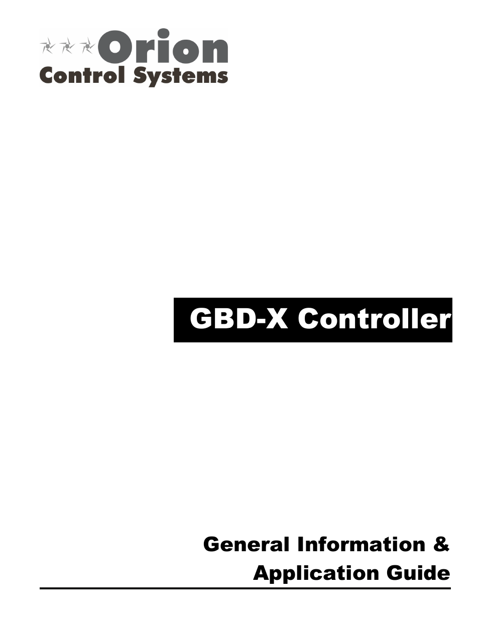 Orion System GBD-X Controller User Manual | 12 pages