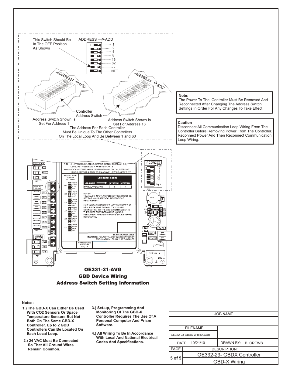 Gbd-x wiring | Orion System GBD-X Controller User Manual | Page 10 / 12