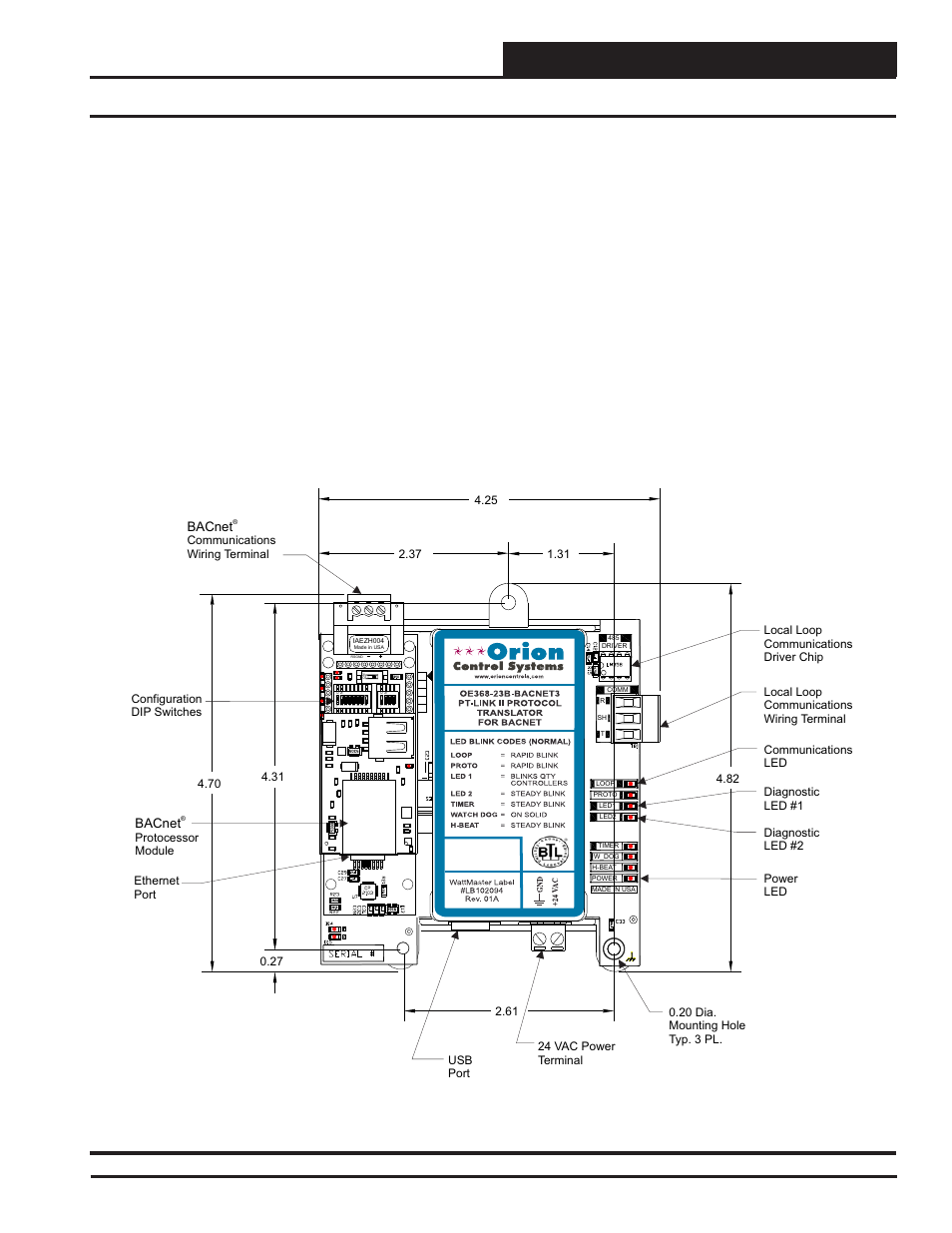 Quick pt-link set-up, 1 quick start guide, Pt-link ii bacnet3 interface | Figure 1: pt-link ii bacnet, Dimensions and components | Orion System PT-Link II BACnet3 User Manual | Page 5 / 72