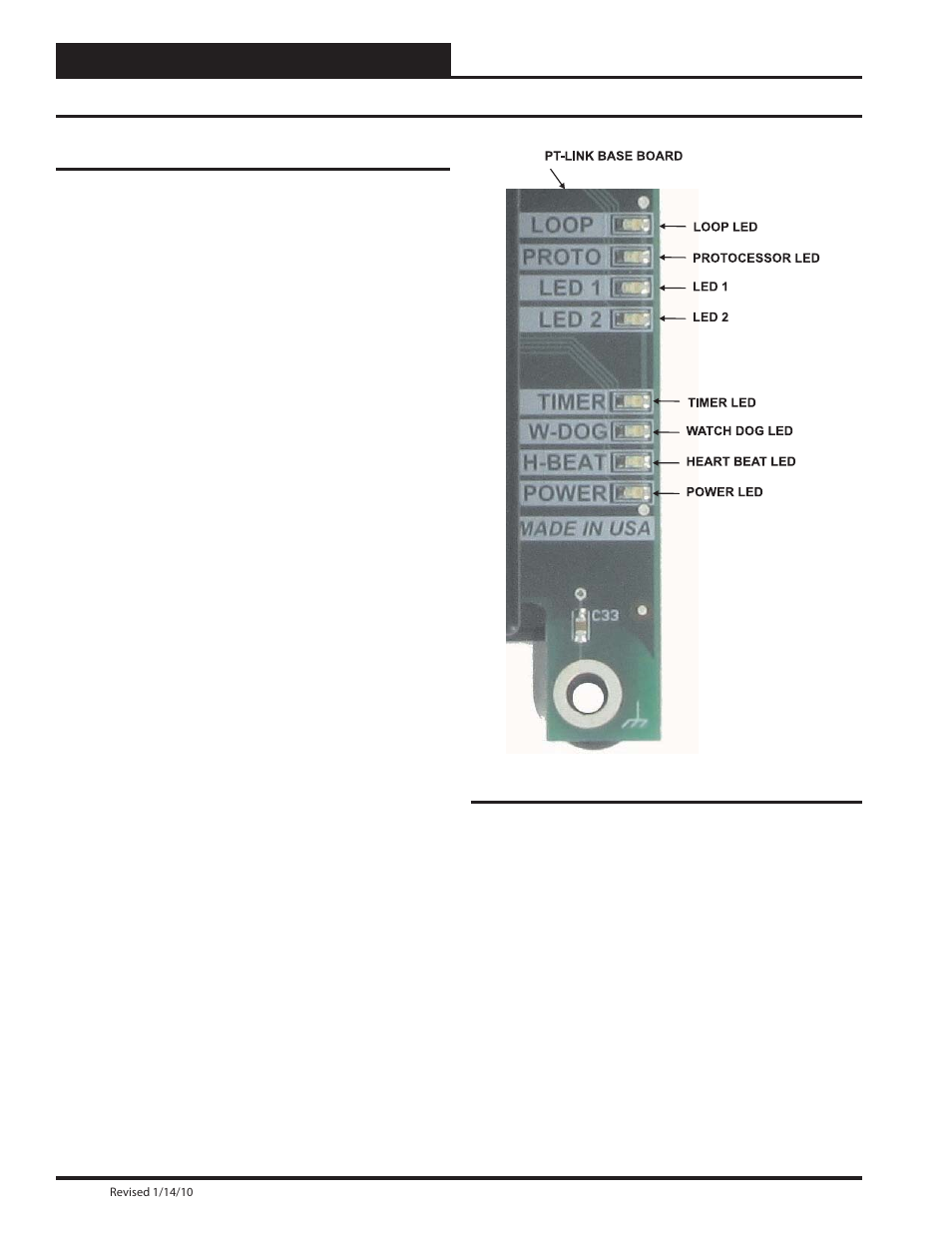 Troubleshooting the pt-link controller, Pt-link ii lon, Technical guide | Pt-link ii interface 14, Pt-link ii board leds | Orion System PT-Link II LON User Manual | Page 14 / 60