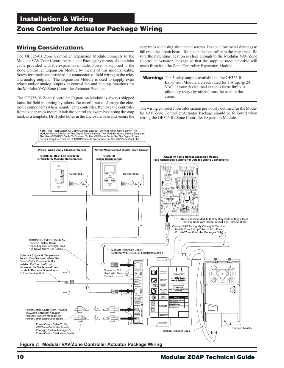 Zone controller actuator package wiring, Wiring considerations, Installation & wiring | Orion System Modular VAV/Zone Controller User Manual | Page 10 / 36