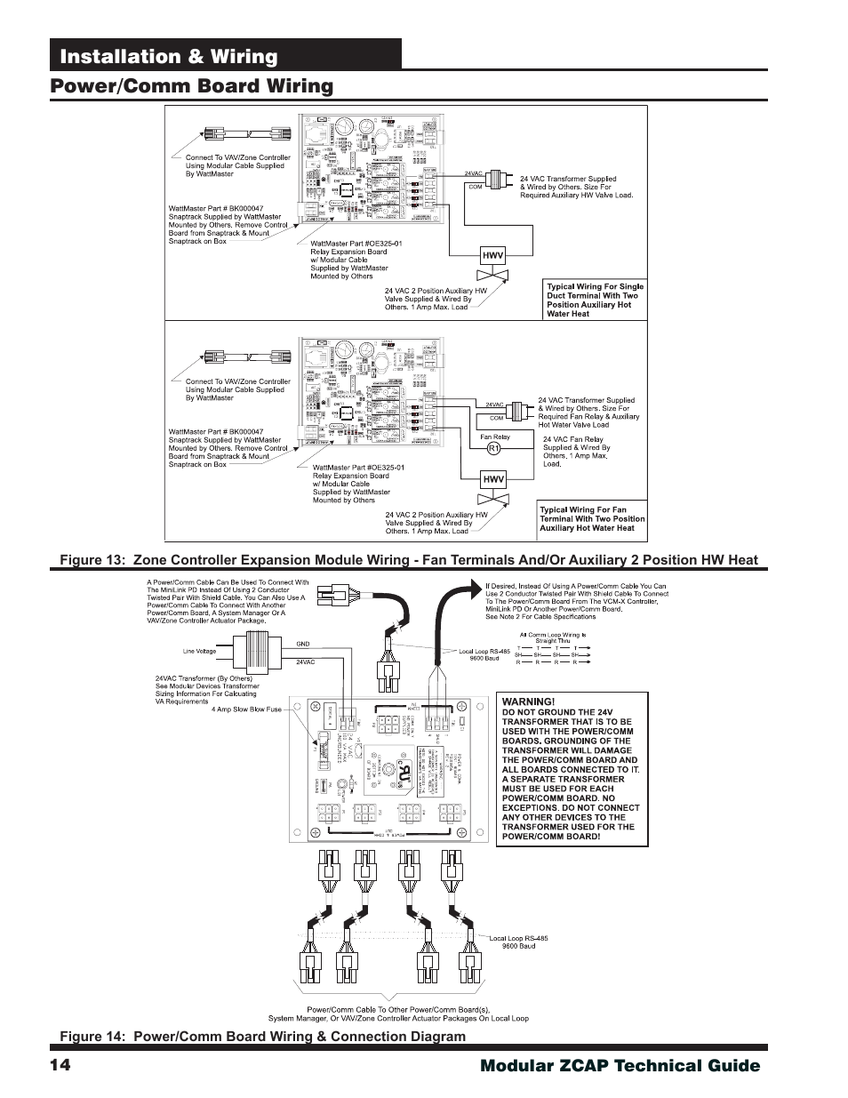 Power/comm board wiring | Orion System Modular VAV/Zone Controller User Manual | Page 14 / 36