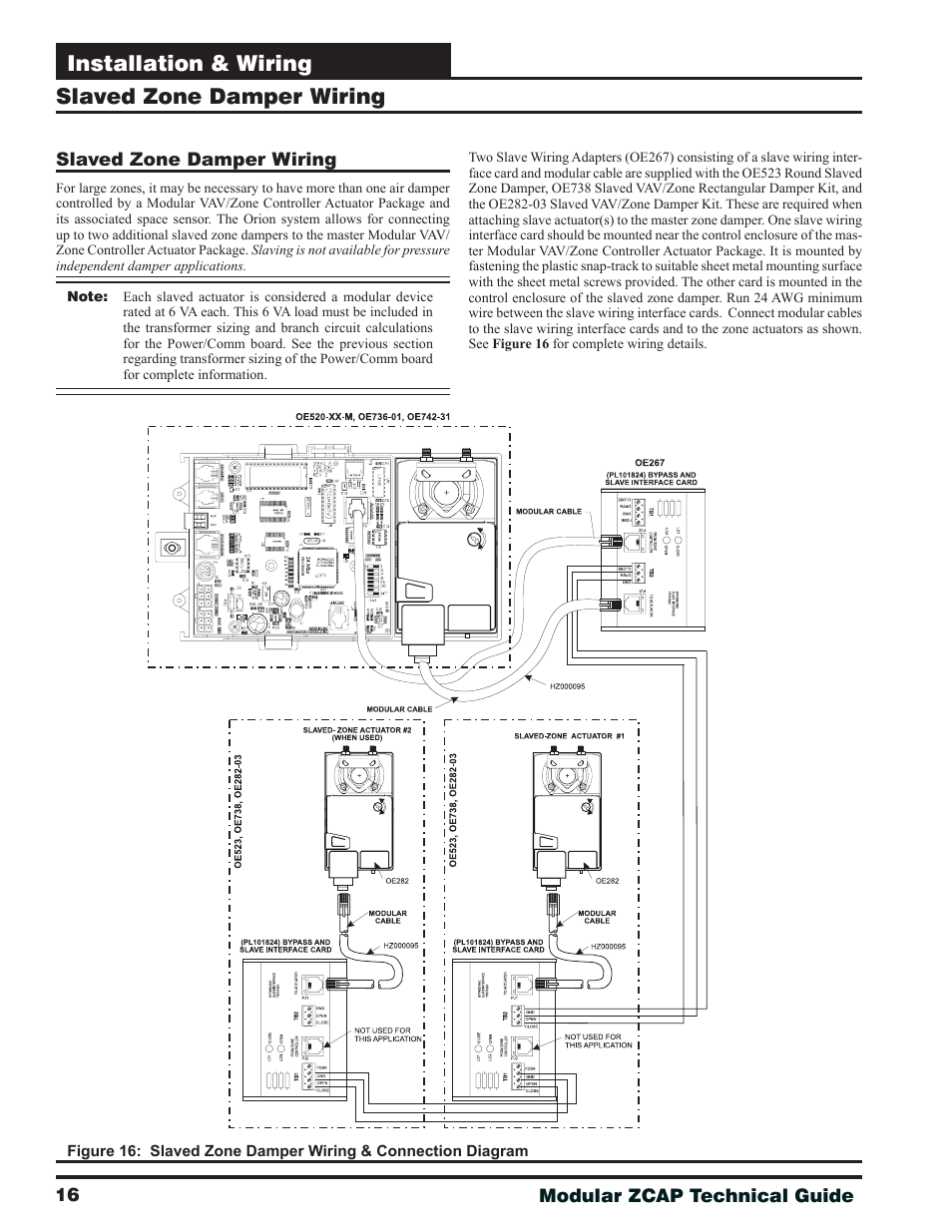 Slaved zone damper wiring, Installation & wiring | Orion System Modular VAV/Zone Controller User Manual | Page 16 / 36
