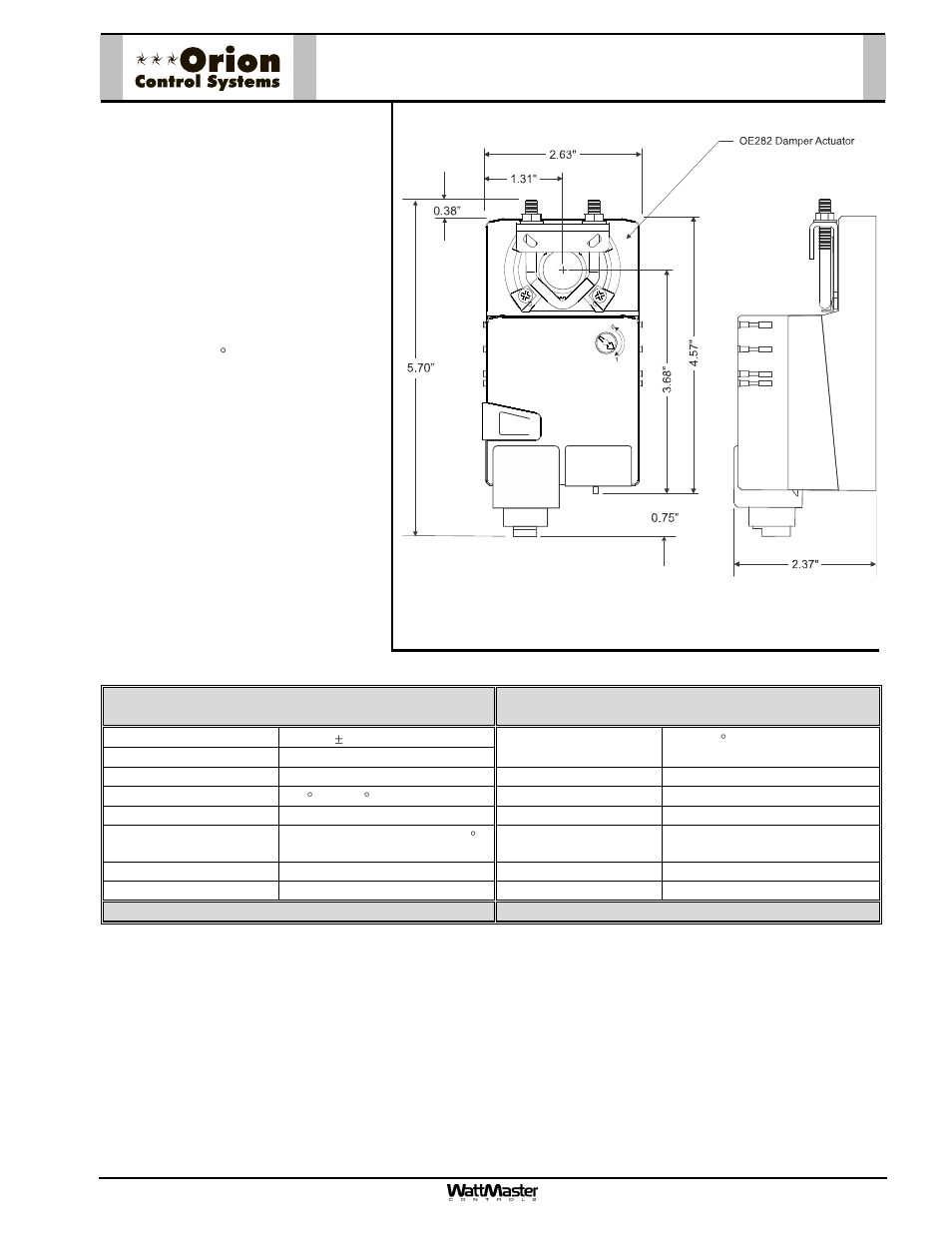 Orion-oe282-damper actuator-1b, Oe282 - damper actuator, Description | Applications | Orion System OE742-XX-VAVZ User Manual | Page 6 / 40