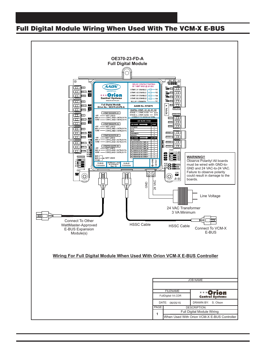 Module wiring & connections, Vcm-x component & systems wiring 100, 24 vac transformer 3 va minimum line voltage | Connect to vcm-x e-bus | Orion System VCM-X E-BUS Component User Manual | Page 100 / 128