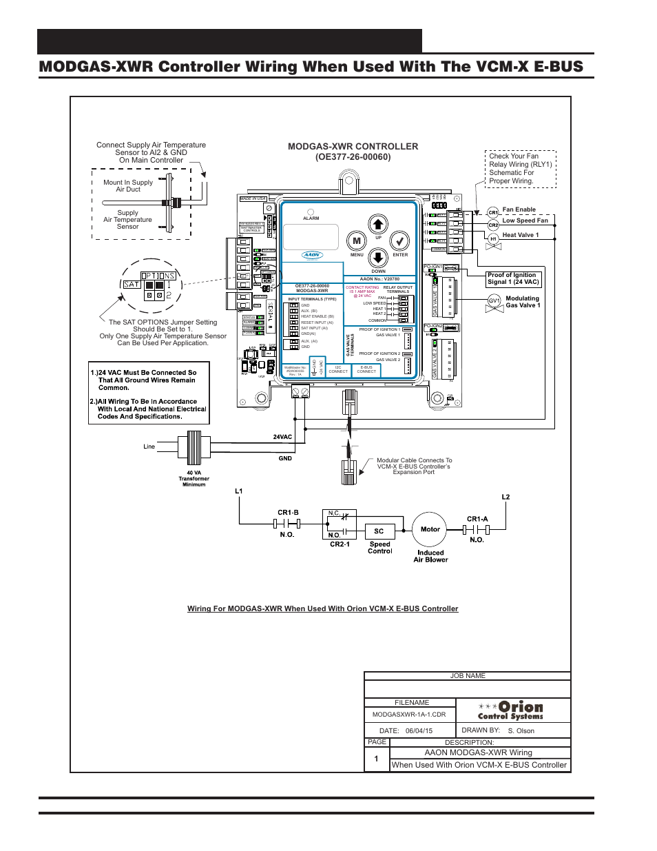Module wiring & connections, Vcm-x component & systems wiring 104, Anode an od e an o d e | When used with orion vcm-x e-bus controller, Aaon modgas-xwr wiring 1 | Orion System VCM-X E-BUS Component User Manual | Page 104 / 128