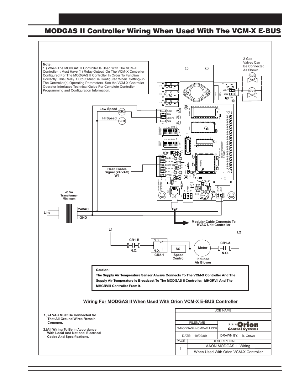 Vcm-x component & systems wiring 111, Philips, When used with orion vcm-x controller | Aaon modgas ii wiring 1, Filename date: b. crews description: page drawn by | Orion System VCM-X E-BUS Component User Manual | Page 111 / 128