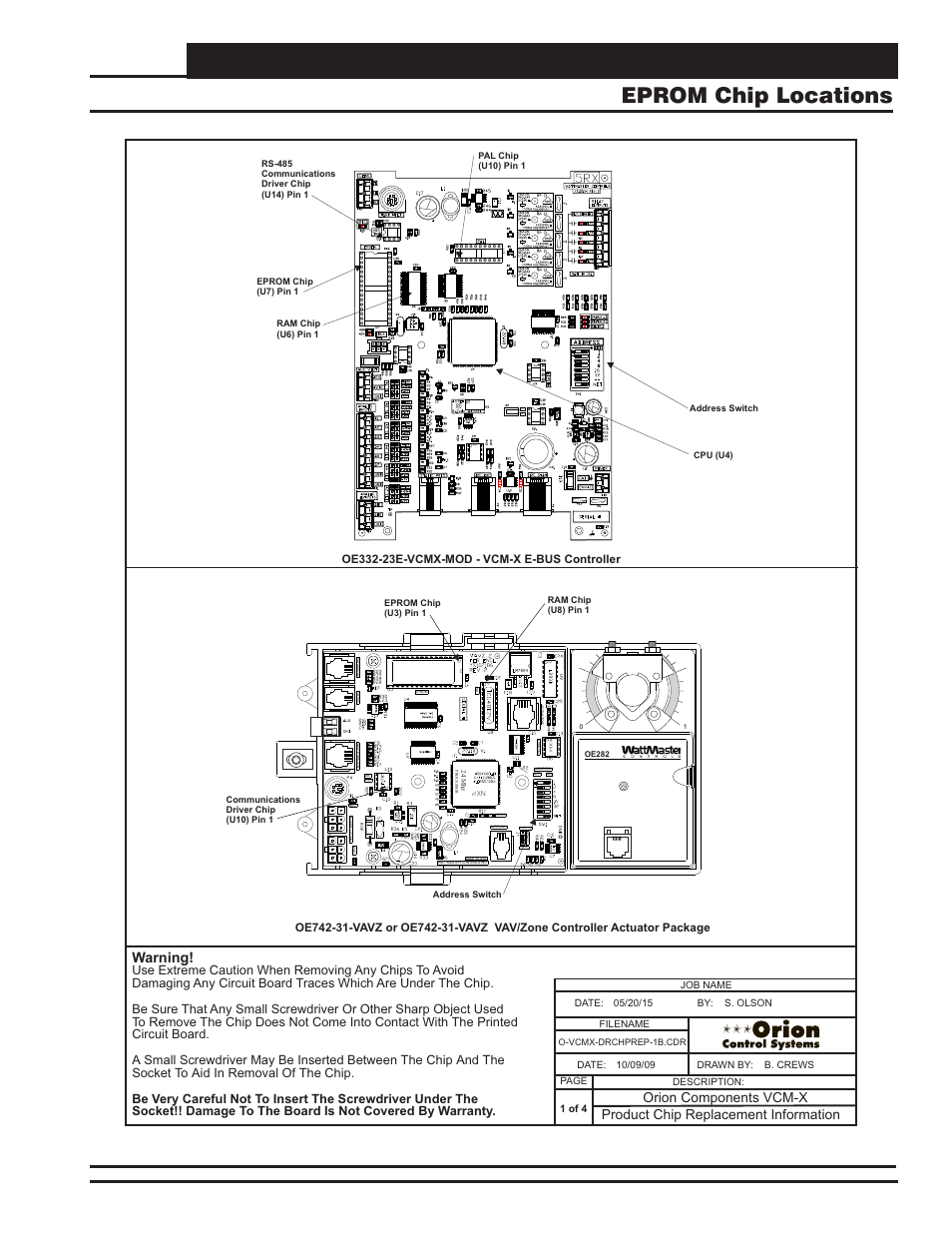 Vcm-x component & systems wiring 117, Warning | Orion System VCM-X E-BUS Component User Manual | Page 117 / 128