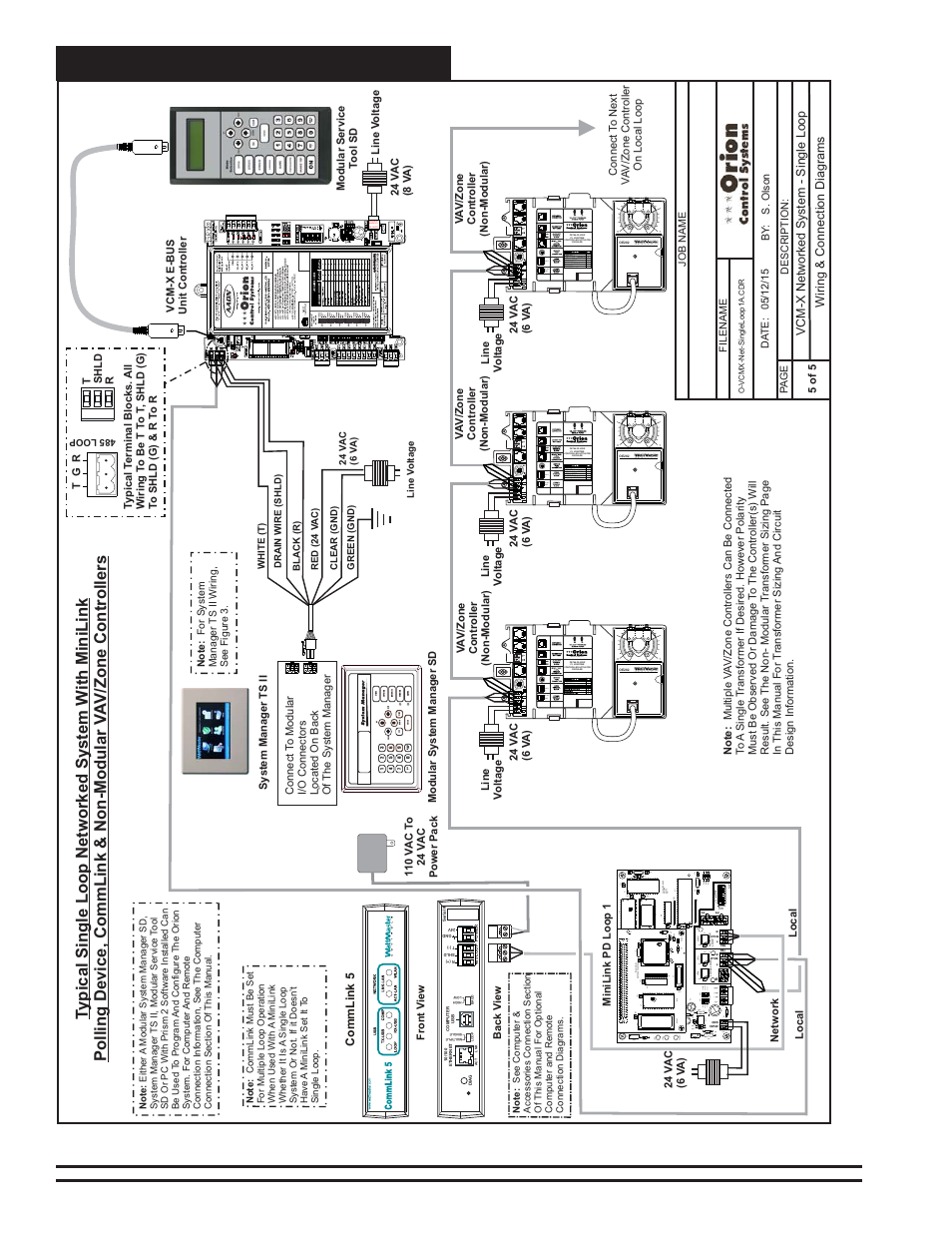 Networked single loop system, Vcm-x component & systems wiring 28, Zone | Gn d ain 2 ain 1 +5v tb2, Cx 14 network driver rn3, Enter clear esc prev next down up, Minus, St a tus se tpoints schedules al arms overrides, Tb3 stat gnd 24vac r shld t tb2 rec | Orion System VCM-X E-BUS Component User Manual | Page 28 / 128
