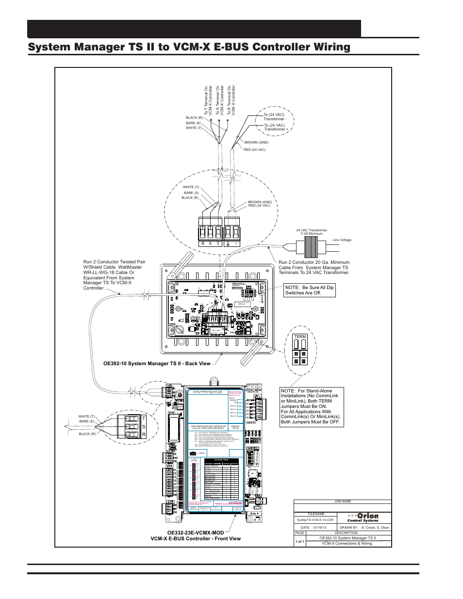 Communication devices, Vcm-x component & systems wiring 74, 1 u f | Orion System VCM-X E-BUS Component User Manual | Page 74 / 128