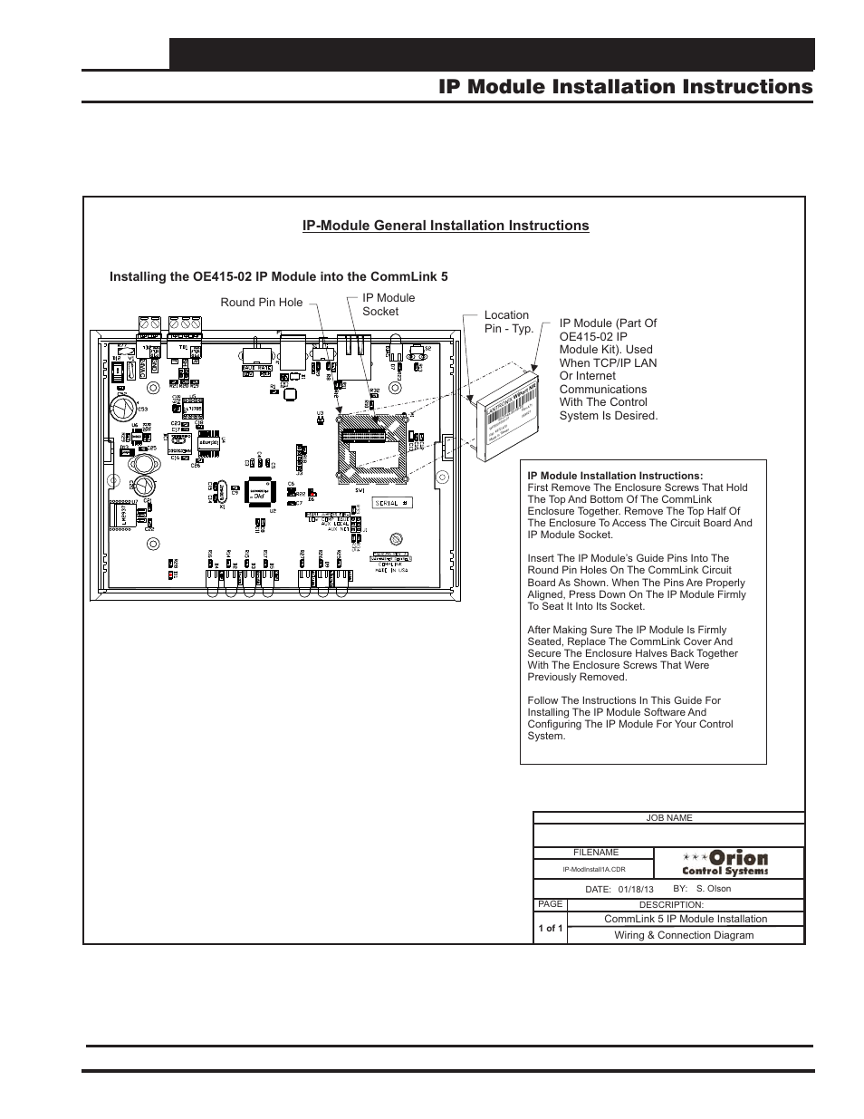 Communication devices, Ip module installation instructions, Vcm-x component & systems wiring 77 | Ip-module general installation instructions | Orion System VCM-X E-BUS Component User Manual | Page 77 / 128