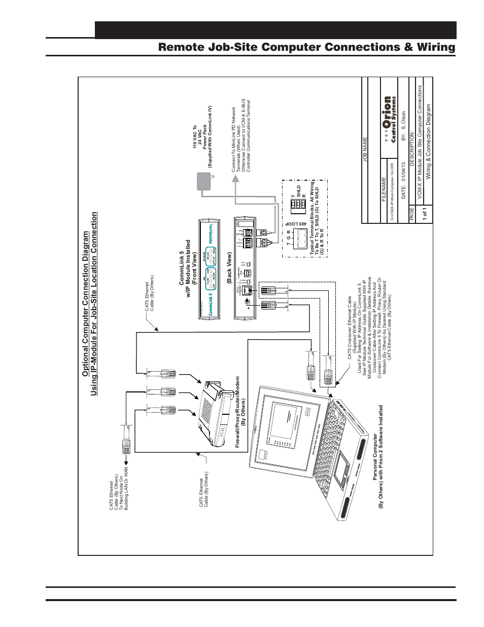 Communication devices, Remote job-site computer connections & wiring, Vcm-x component & systems wiring 79 | Figure 57: remote job-site computer connection | Orion System VCM-X E-BUS Component User Manual | Page 79 / 128