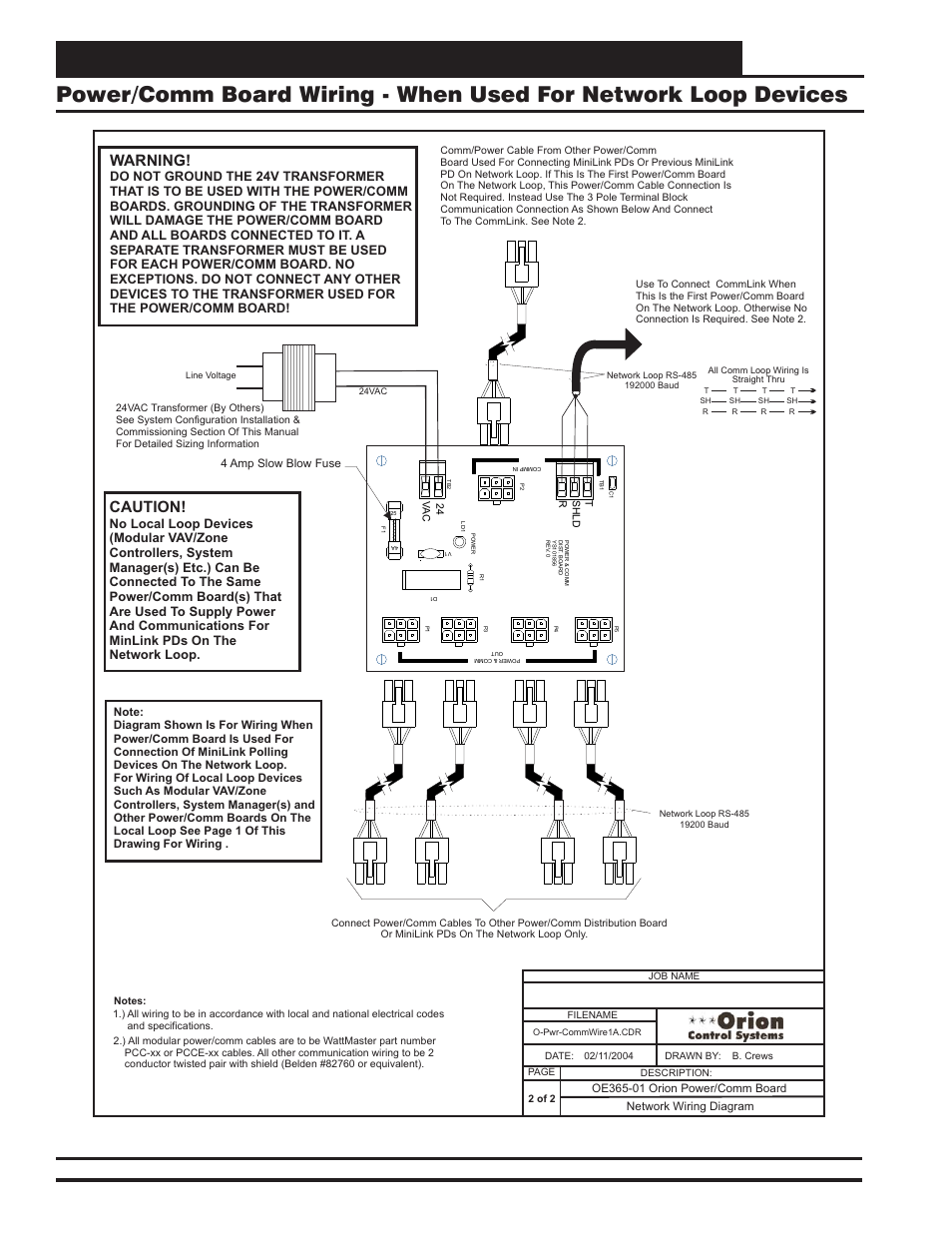Communication devices, Vcm-x component & systems wiring 84, Warning | Caution | Orion System VCM-X E-BUS Component User Manual | Page 84 / 128