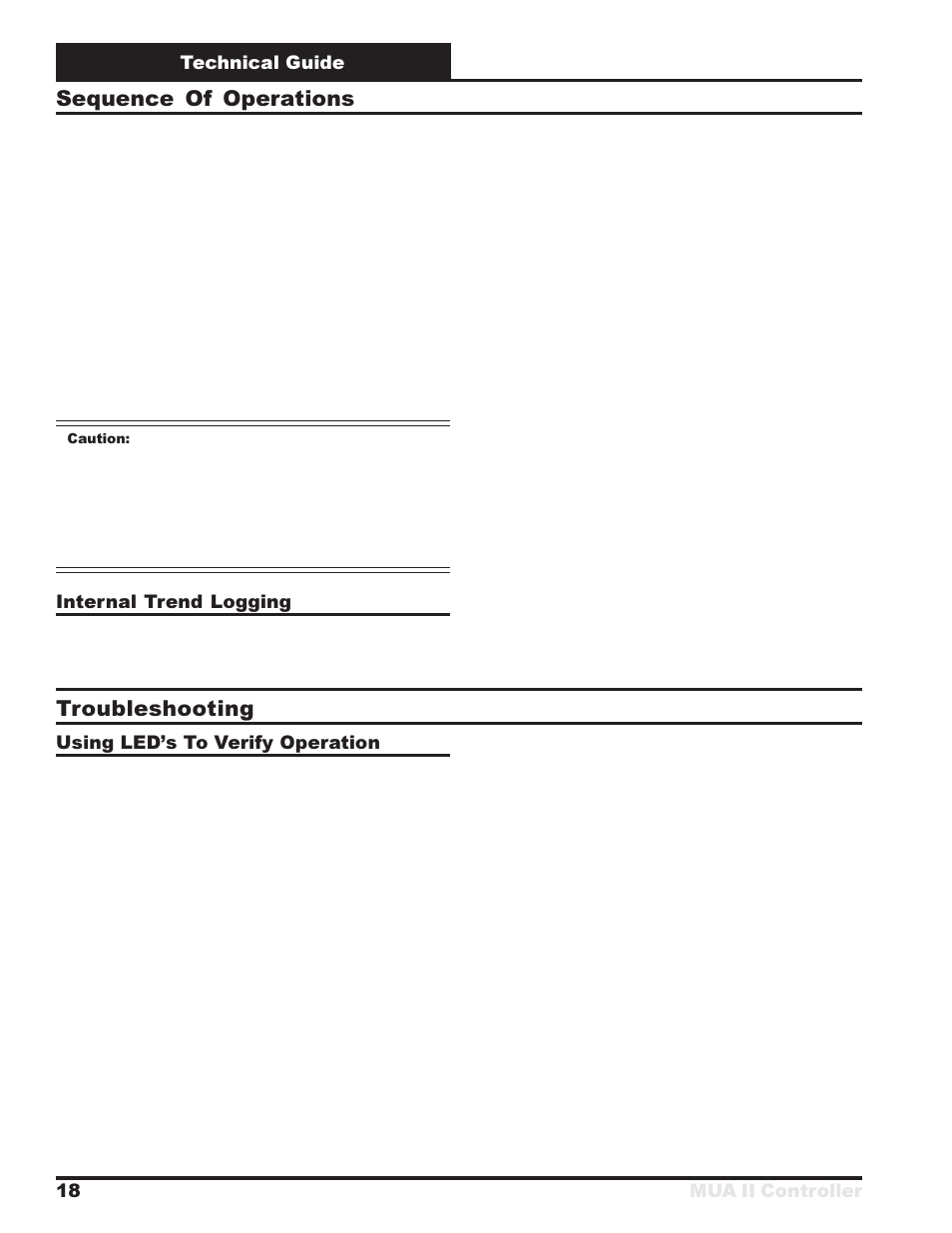 Sequence of operations, Troubleshooting | Orion System MUA II Controller User Manual | Page 18 / 24