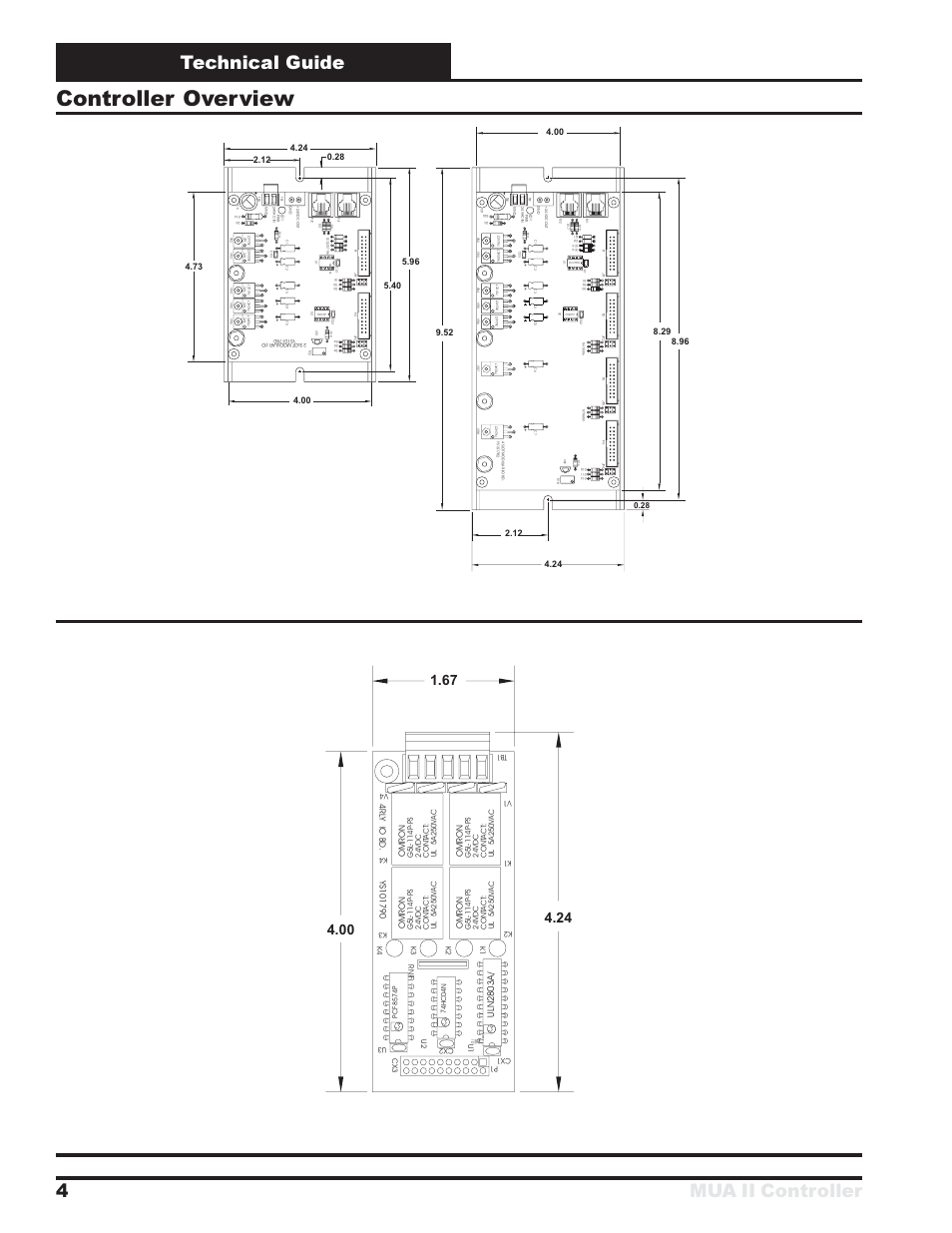 Controller overview, Technical guide mua ii controller 4, Figure 3: relay expansion board dimensions | Figure 2: expansion base boards dimensions, Uln2803a | Orion System MUA II Controller User Manual | Page 4 / 24