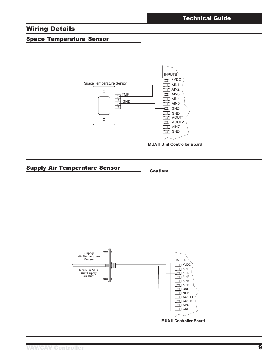 Wiring details, Supply air temperature sensor | Orion System MUA II Controller User Manual | Page 9 / 24