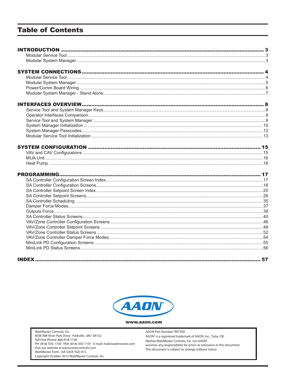 Orion System SA Controller User Manual | Page 2 / 68