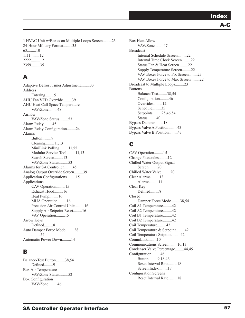 Index | Orion System SA Controller User Manual | Page 57 / 68