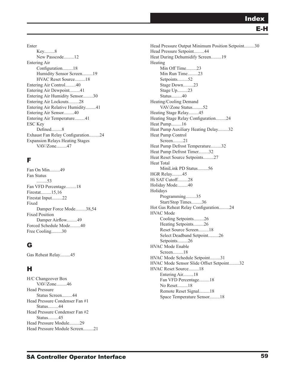 Index | Orion System SA Controller User Manual | Page 59 / 68