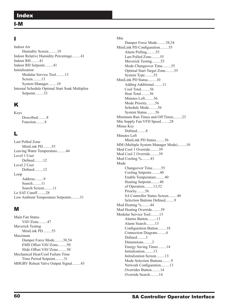 Index, I-m i | Orion System SA Controller User Manual | Page 60 / 68