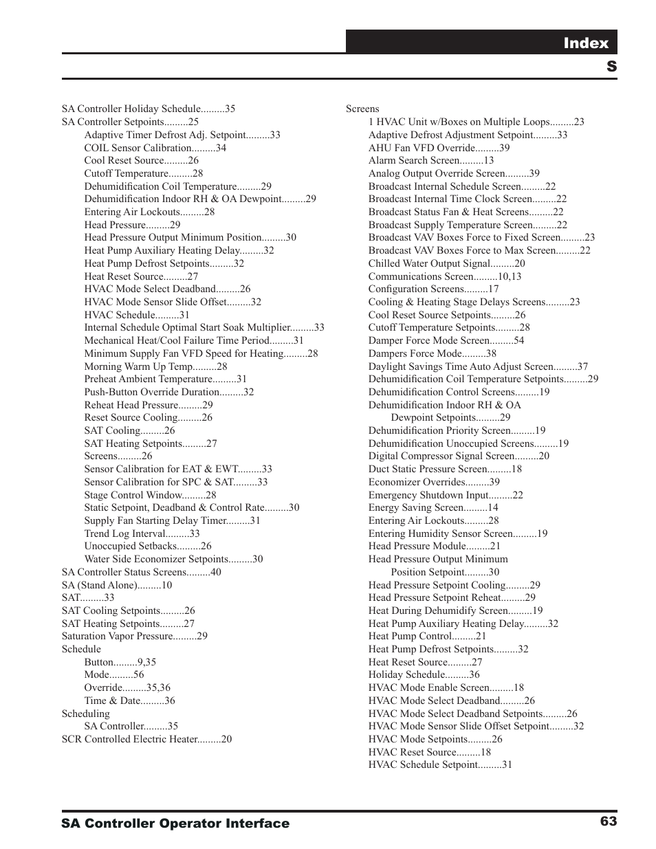 Index | Orion System SA Controller User Manual | Page 63 / 68