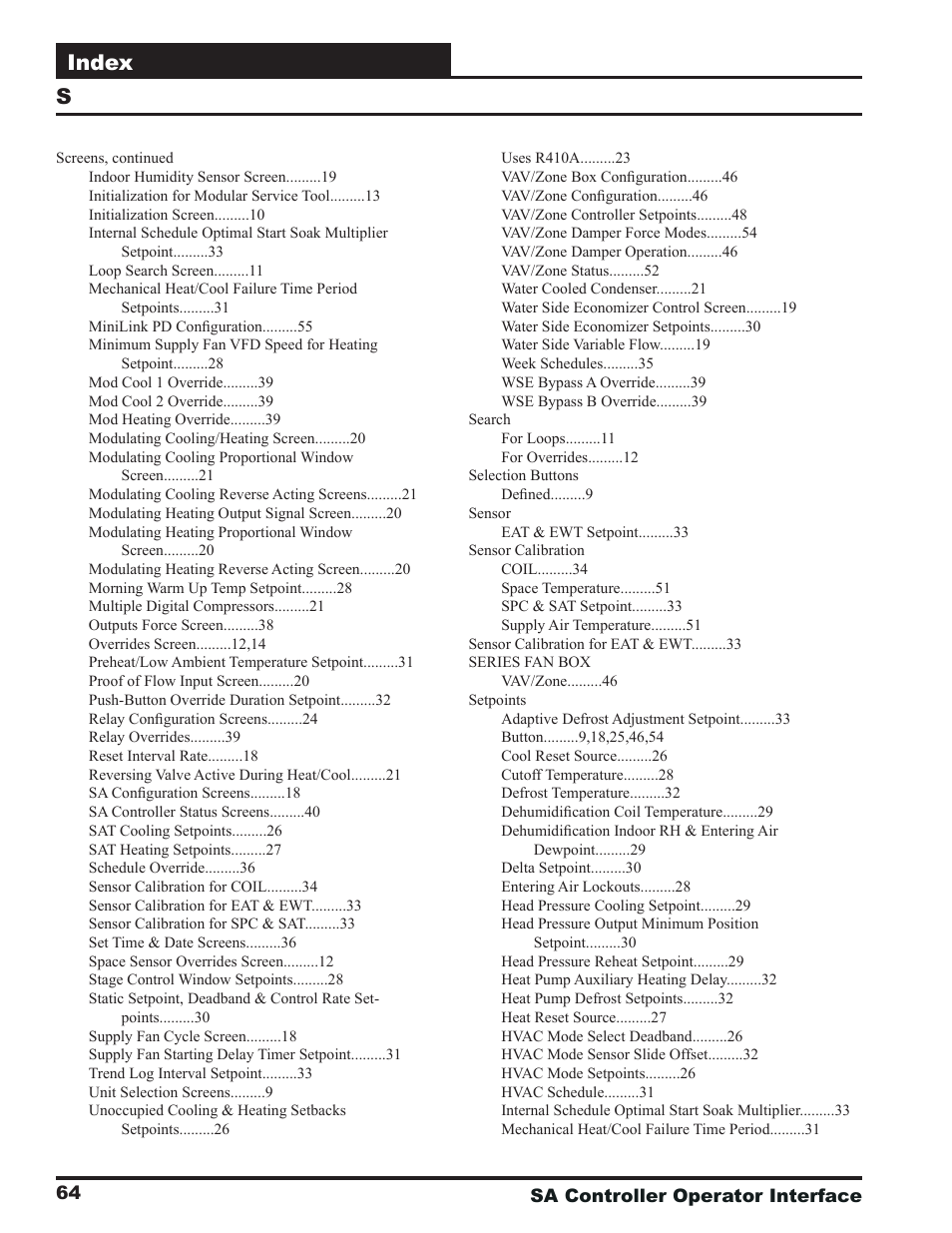 Index | Orion System SA Controller User Manual | Page 64 / 68