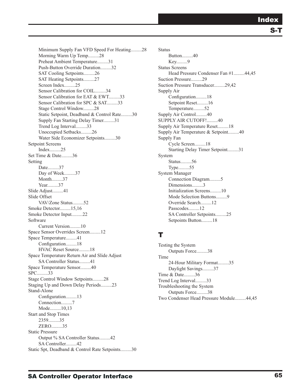 Index | Orion System SA Controller User Manual | Page 65 / 68