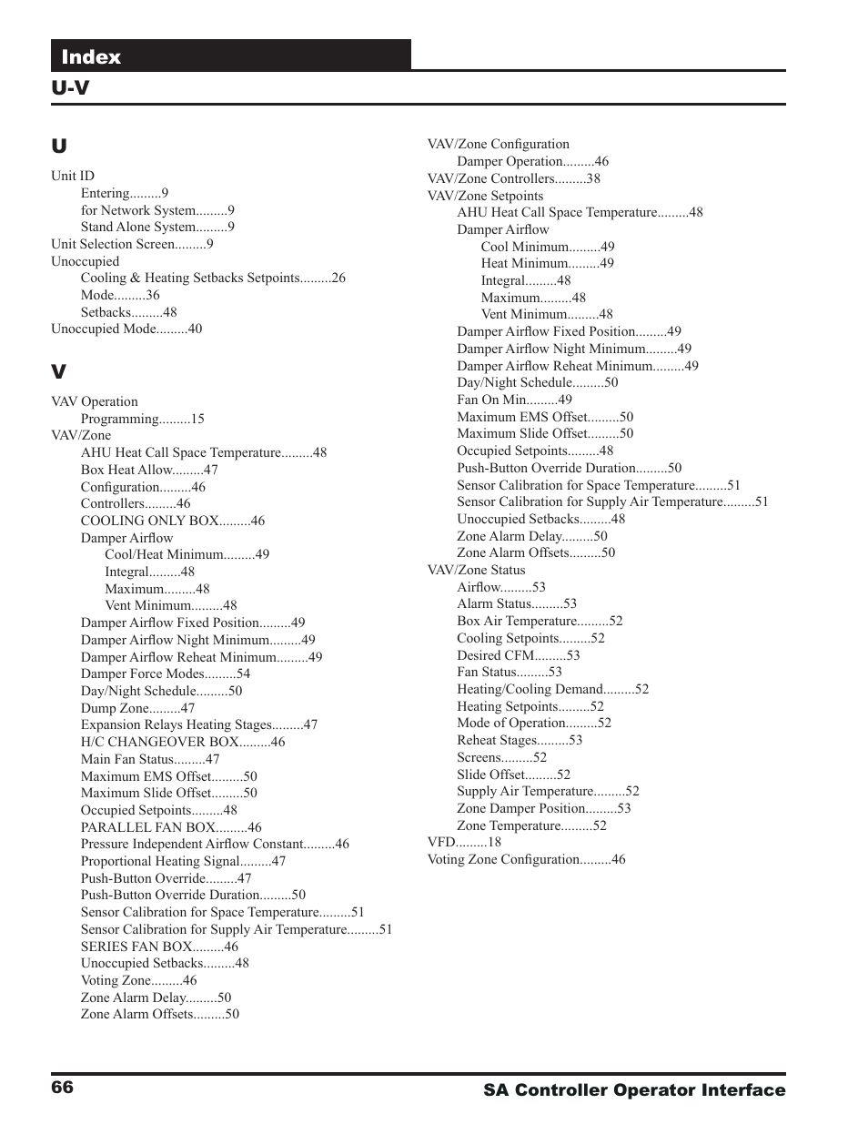 Index | Orion System SA Controller User Manual | Page 66 / 68