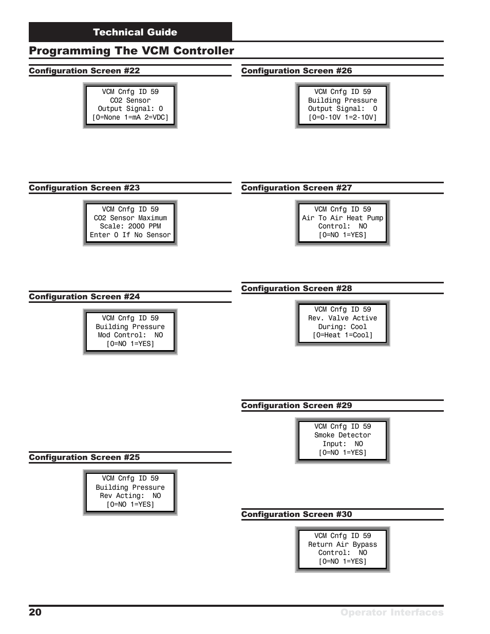 Programming the vcm controller, Technical guide operator interfaces 20 | Orion System VCM User Manual | Page 20 / 52