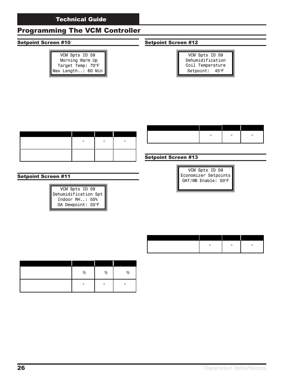 Programming the vcm controller, Technical guide operator interfaces 26 | Orion System VCM User Manual | Page 26 / 52