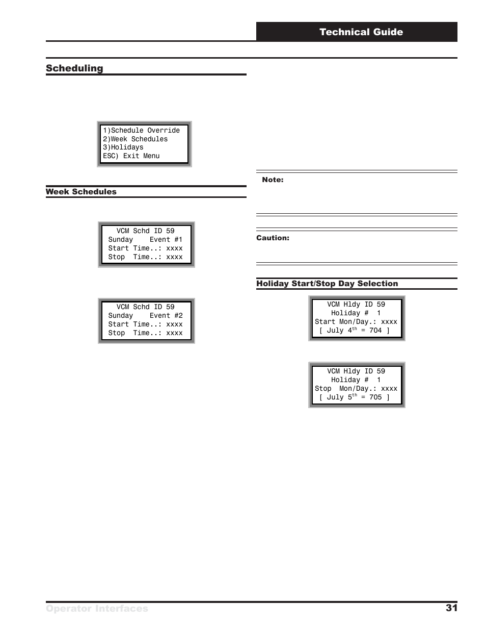 Operator interfaces technical guide 31 scheduling | Orion System VCM User Manual | Page 31 / 52