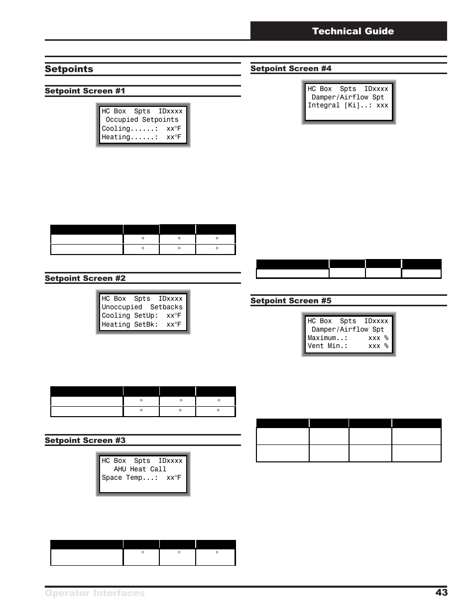 Operator interfaces technical guide 43 setpoints | Orion System VCM User Manual | Page 43 / 52