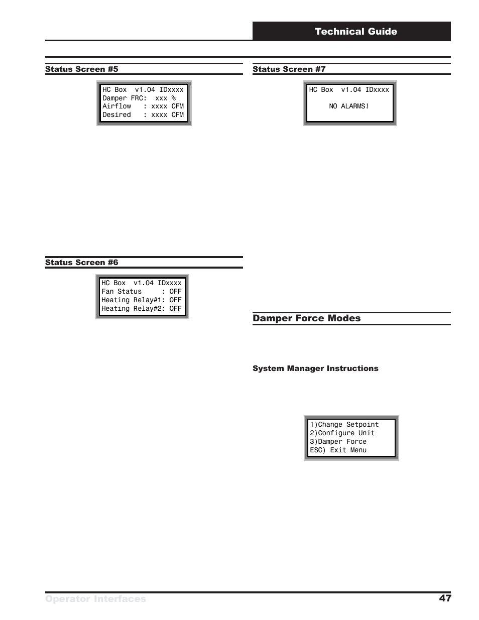 Operator interfaces technical guide 47, Damper force modes | Orion System VCM User Manual | Page 47 / 52