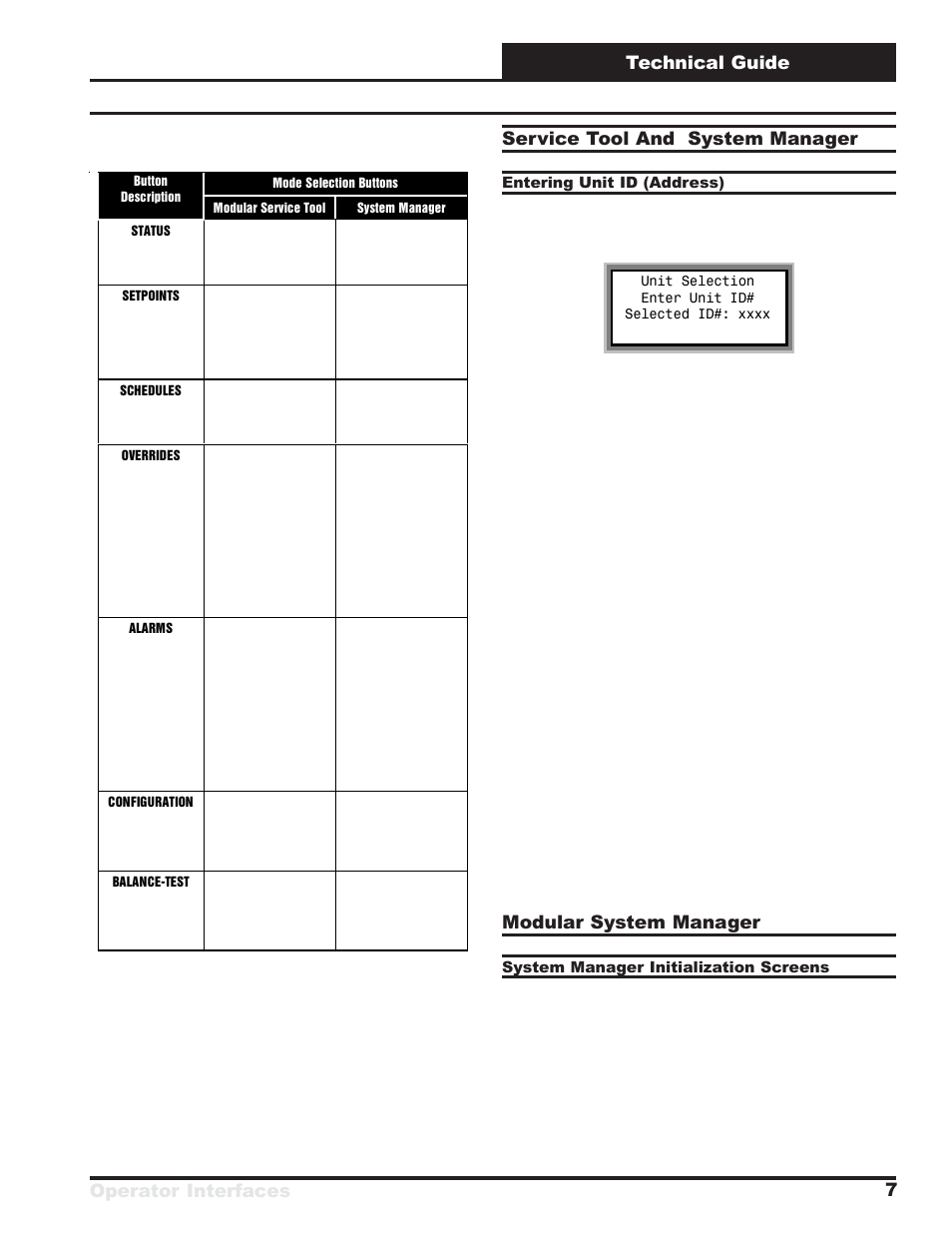 Operator interfaces technical guide 7, Service tool and system manager, Modular system manager | Orion System VCM User Manual | Page 7 / 52