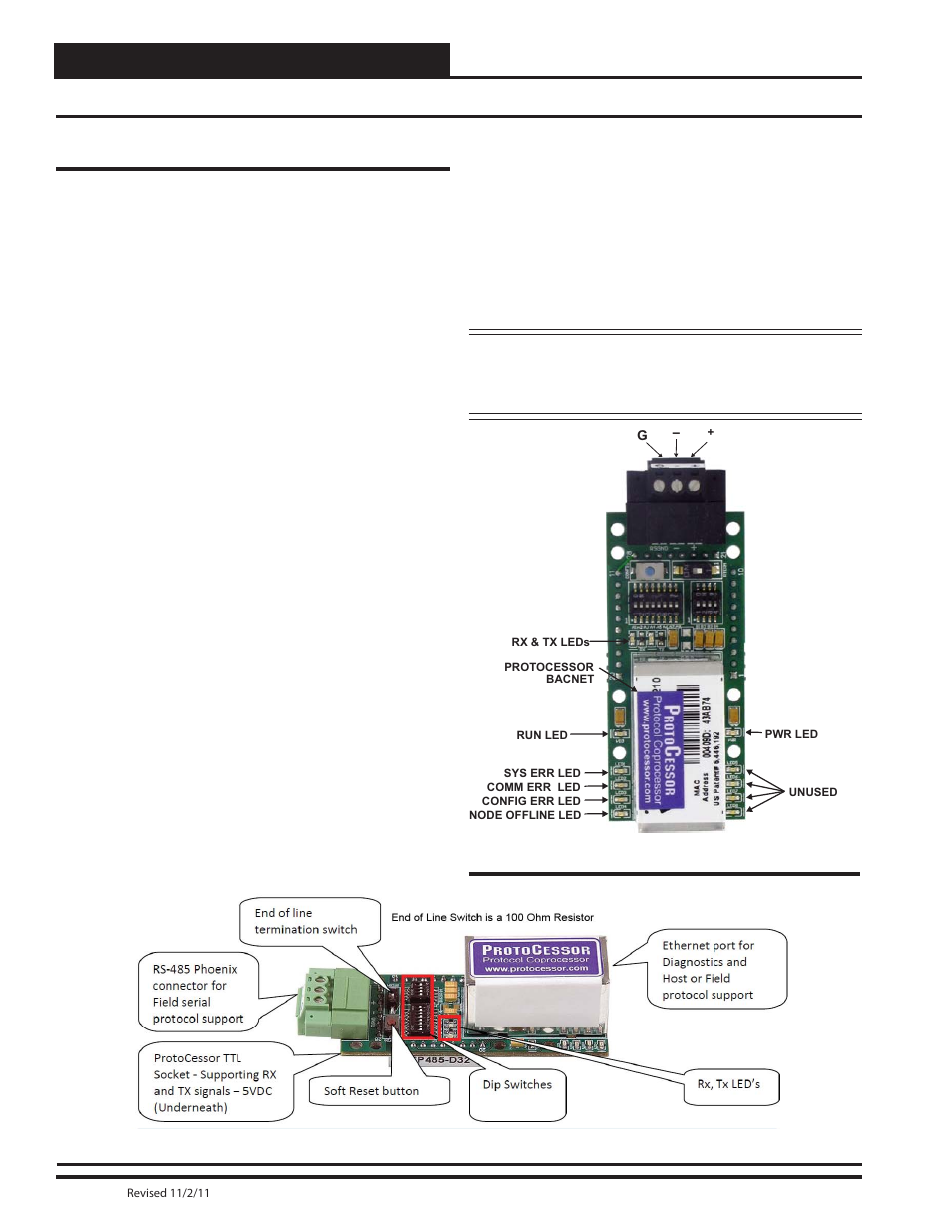 Pt-link ii bacnet, Technical guide pt-link ii interface 16, Protocessor module leds | Orion System PT-Link II BACnet2 User Manual | Page 16 / 60